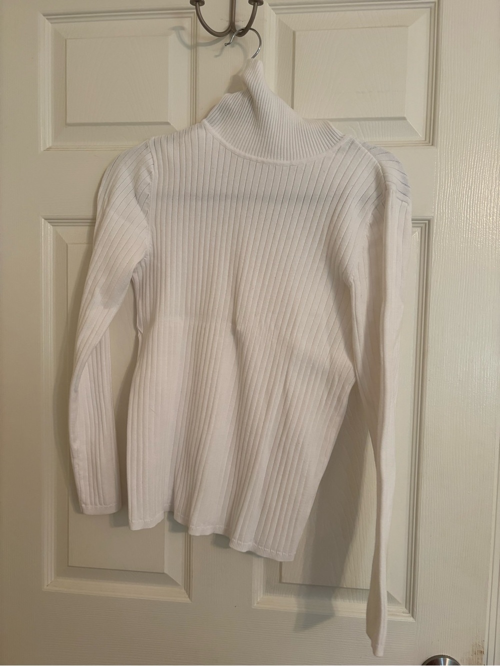 Talbots White Ribbed Turtleneck Sweater